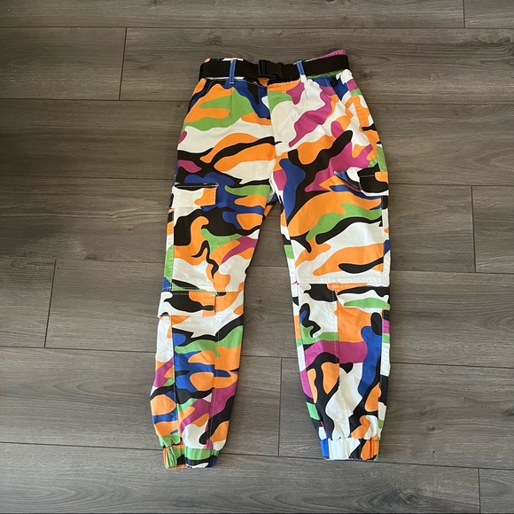 Vintage Pants - V.I.P. Y2K Bright Camo Cargo Jogger Pants